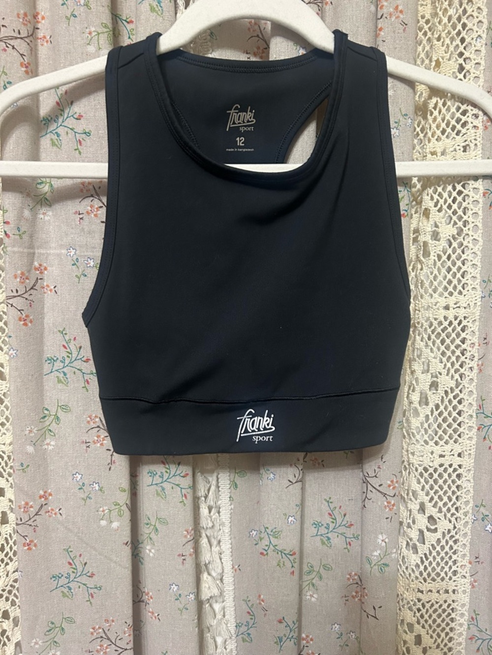 Franki Sport Black Open Back Sports Bra Youth 12 Athletic Crop Top